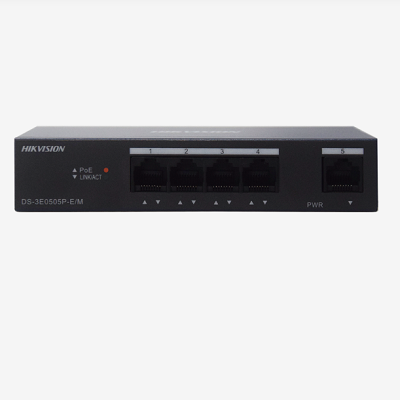 Коммутатор Hikvision PoE DS-3E0505P-E / M от 0 ° C до 40 ° C